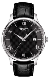 Tissot T Classic Tradition Quartz Black Dial Black Leather Strap Watch For Men -T063.610.16.058.00