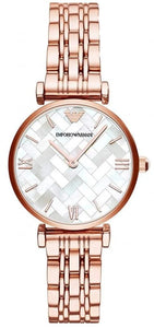 Emporio Armani Mother Of Pearl Dial Rose Gold Steel Strap Watch For Women - AR11110