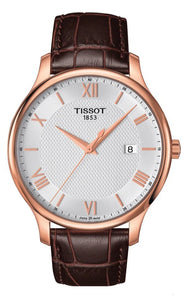 Tissot T Classic Tradition Silver Dial Brown Leather Strap Watch For Men - T063.610.36.038.00