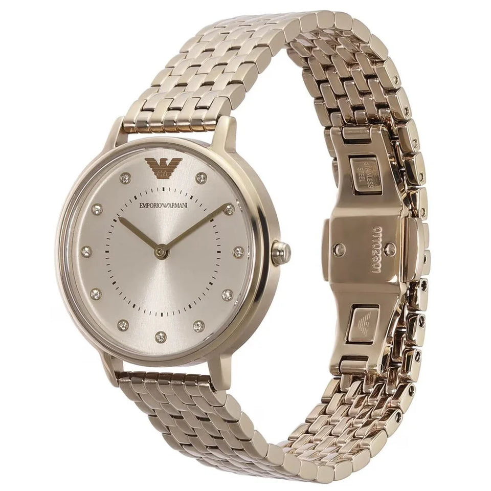 Emporio Armani Dress Quartz Gold Dial Gold Steel Strap Watch For Women - AR11062