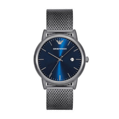 Emporio Armani Blue Dial Luigi Grey Mesh Watch For Men  AR11053