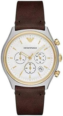 Emporio Armani Chronograph White Dial Brown Leather Watch For Men  AR11033