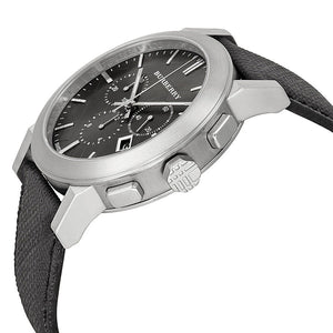 Burberry The City Chronograf Grey Dial Black Leather Strap Watch For Men - BU9362