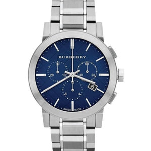 Burberry The City Chronograph Blue Dial Silver Steel Strap Watch For Men - BU9363