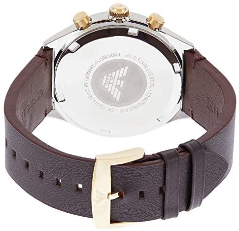 Emporio Armani Chronograph White Dial Brown Leather Watch For Men  AR11033