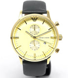 Emporio Armani Gianni Beige Dial Grey Leather Strap Watch For Men - AR0386