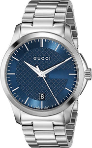 Gucci G Timeless Blue Dial Silver Steel Strap Watch For Men - YA126440
