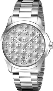 GUCCI  G-Timeless Silver Diamante Dial Steel Unisex Watch YA126459