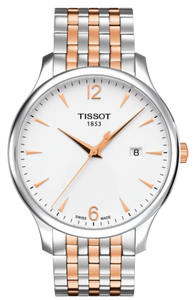 Tissot T Classic Tradition White Dial Two Tone Mesh Bracelet Watch For Men - T063.610.22.037.01
