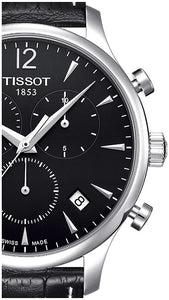 Tissot T Classic Tradition Chronograph Black Dial Black Leather Strap Watch For Men - T063.617.16.057.00