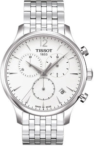Tissot T Classic Tradition Chronograph White Dial Silver Steel Strap Watch For Men - T063.617.11.037.00