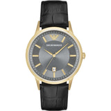 Emporio Armani Grey Dial Leather Classic Watch For Men  AR11049