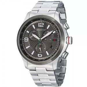 Gucci G Timeless Chronograph Grey Dial Silver Steel Strap Watch For Men - YA126238