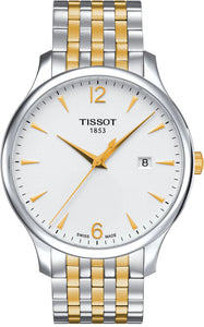 Tissot T Classic Tradition White Dial Two Tone Mesh Bracelet Watch For Men - T063.610.22.037.00