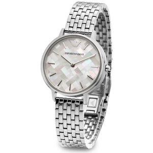 Emporio Armani Mother Of Pearl Dial Silver Steel Strap Watch For Women - AR11112