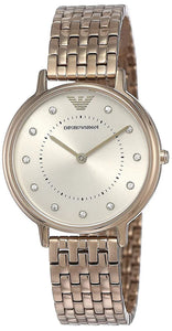 Emporio Armani Dress Quartz Gold Dial Gold Steel Strap Watch For Women - AR11062