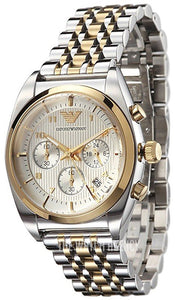 Emporio Armani Chronograph White Dial Two Tone Watch For Men - AR0396