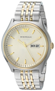 Emporio Armani Cream Dial Two Tone Steel Strap Watch For Men - AR11034