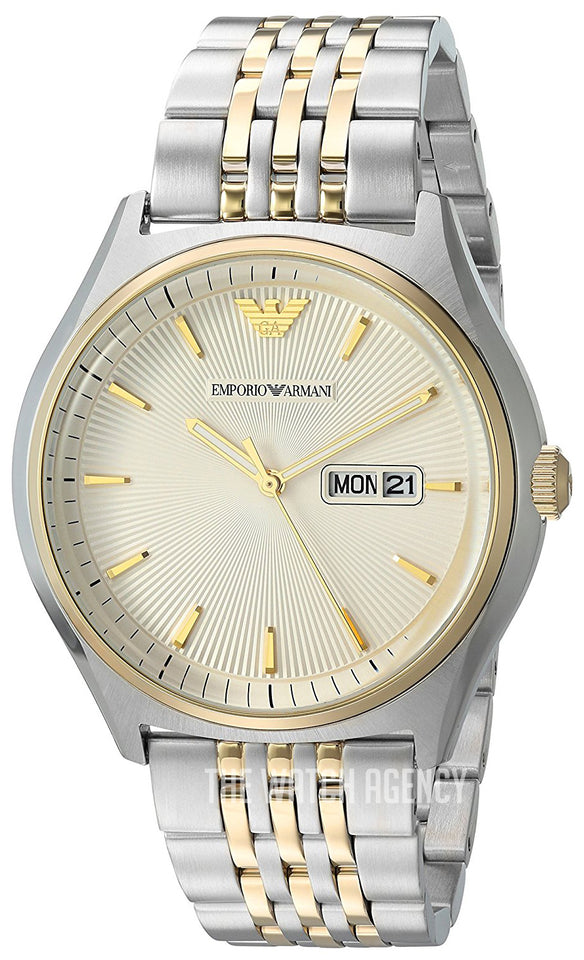 Emporio Armani Cream Dial Two Tone Steel Strap Watch For Men - AR11034