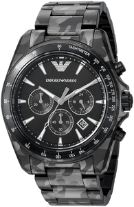 Emporio Armani Sportivo Quartz Black Dial Black Steel Strap Watch For Men - AR11027