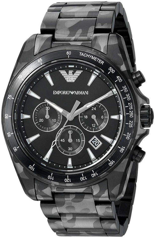 Emporio Armani Sportivo Quartz Black Dial Black Steel Strap Watch For Men - AR11027