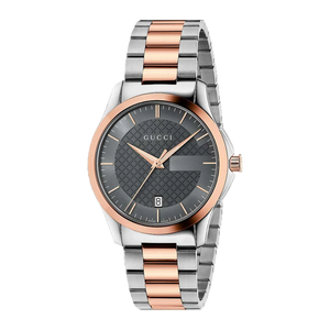 Gucci G Timeless Grey Dial Two Tone Steel Strap Watch For Men - YA126446