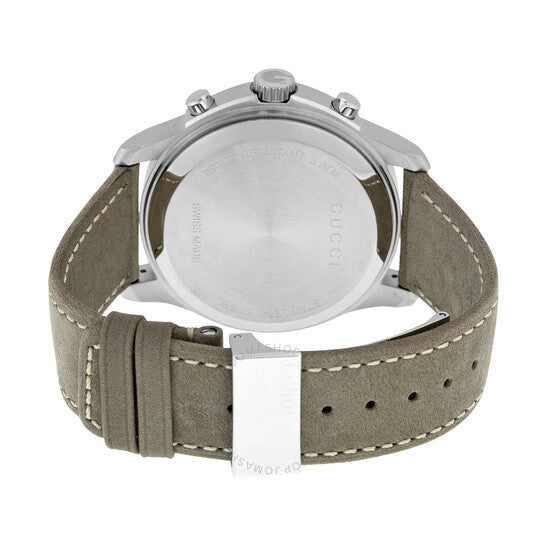 Gucci G Timeless Chronograph Grey Dial Grey Leather Strap Watch For Men - YA126238