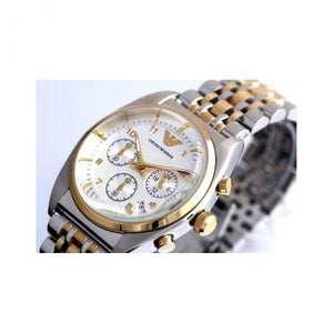 Emporio Armani Chronograph White Dial Two Tone Watch For Men - AR0396