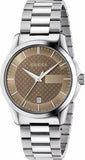 Gucci G Timeless Brown Dial Silver Steel Strap Watch For Men - YA126445