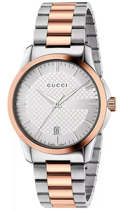 Gucci G Timeless Silver Dial Two Tone Steel Strap Watch For Men - YA126447