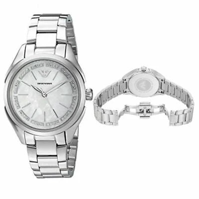 Emporio Armani Valeria Quartz Mother Of Pearl Dial Silver Steel Strap Watch For Women - AR11030