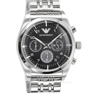 Emporio Armani Franco Black Dial Silver Steel Strap Watch For Men - AR0373
