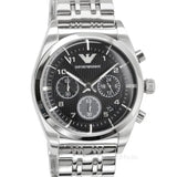 Emporio Armani Franco Black Dial Silver Steel Strap Watch For Men - AR0373