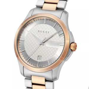 Gucci G Timeless Silver Dial Two Tone Steel Strap Watch For Men - YA126447