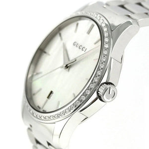 Gucci G Timeless Mother Of Pearl White Dial Silver Steel Strap Women - YA126444